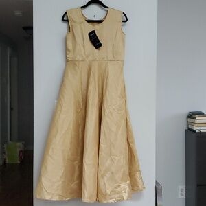 Cbazaar gold fit and flare maxi dress